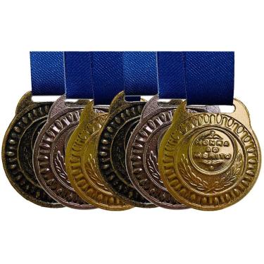 Imagem de Kit 6 Medalhas Ouro Prata Bronze Honra Mérito Bonitas 35mm sortida