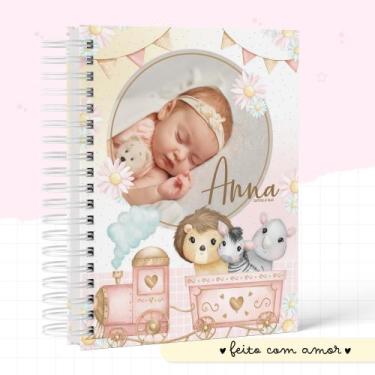 Imagem de Caderneta de Vacinação A5 Personalizada Safari Trenzinho Menina com Fo
