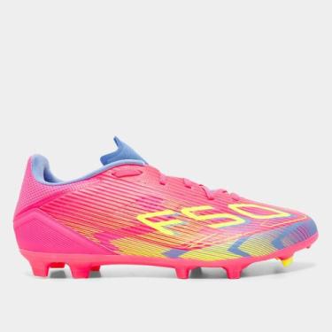 Imagem de Chuteira Campo Adidas F50 League Unissex, Rosa, Amarelo, 43