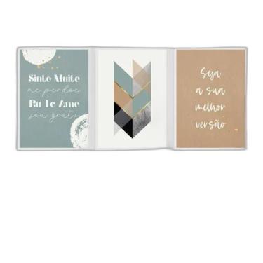 Imagem de Kit 3 Quadros Ho'Oponopono Abstrato 33X24Cm Preta - Quadros On-Line