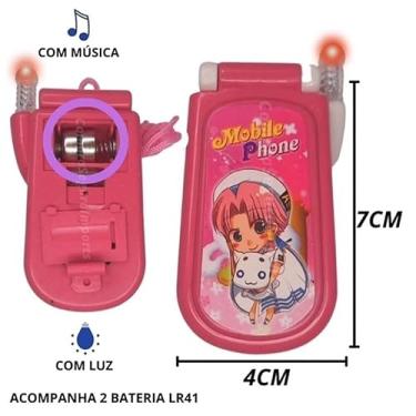 Imagem de Brinquedo Infantil Celular Musical, Modelos Menino e Menina, com Cordão e Luzes, Rosa e Azul (Rosa)