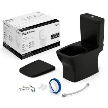 Imagem de Kit Vaso Sanitario Caixa Acoplada Incepa Boss Black Matte 1897230081108