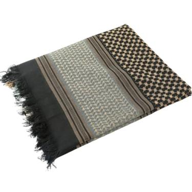 Imagem de Cachecol de cabeça para homens, lenço de cabeça árabe para homens, 139 x 128 cm de algodão, cachecol de deserto muçulmano com borla, lenço de cabeça do Oriente Médio para homens (sem corda), 130 x 130