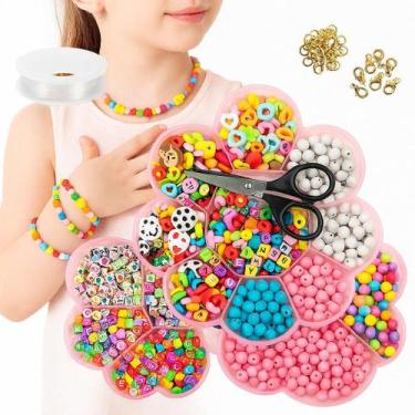 Imagem de Kit de Fabricar Pulseiras Micangas Coloridas Infantil Montar Bijus Art