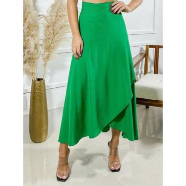 Imagem de A-Lows A&L Saia envelope feminina com forro de viscolinho, Verde, 36-4