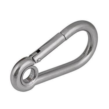 Imagem de Mosquetão Com Olhal Inox 9 Mm Trava Rápida Carga Max 190kg - Abrolhos 