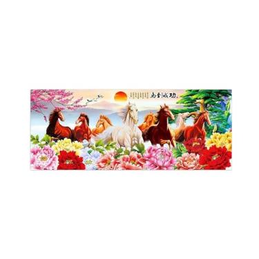 Imagem de BMZFYBS Imagem de arte de parede Chinoiserie - Pintura de paisagem chinesa em tela - cavalo peônia - pôster moderno e impressões para decoração de sala de estar 60 x 150 cm 24 x 59 pol. sem moldura