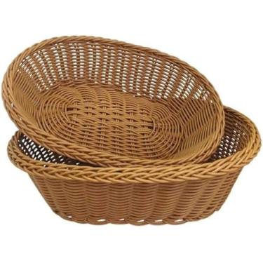 Imagem de Cesta Vime Ratan Plastico Oval Mesa Cesto Para Pao 3 Peças ou 2 peças (2 peças)