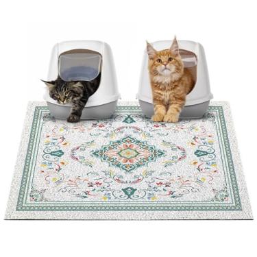 Imagem de Glittme Tapete de areia para gatos com fundo antiderrapante 83 x 56 cm, tapete de armadilha de areia fácil de limpar lavável tapete de comida de gato para gatinho, G