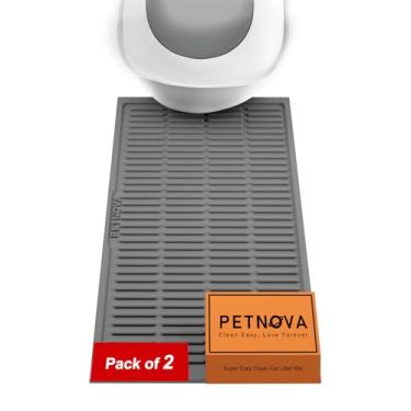 Imagem de PetNova Tapete de areia impermeável para gatos: 61 cm x 38 cm Tapete de armadilha de areia lavável fácil de limpar - Superfície de silicone resistente à urina para chão - Suporte antiderrapante para