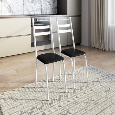 Imagem de Kit com Duas Cadeiras de Cozinha 061 Branco/Rattan