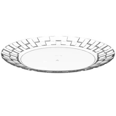Imagem de 24 Pratos 26cm Plástico Transparente Bandejas para Servir Eventos Restaurantes Crippa