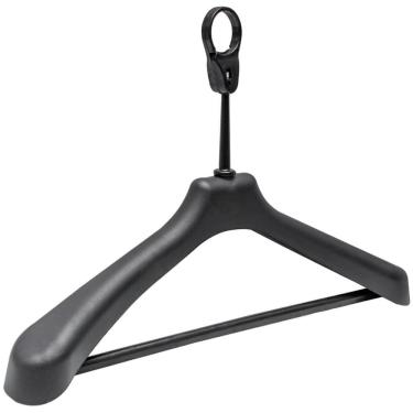 Imagem de 50 Cabides Antifurto 42cm Social Roupas Plástico Preto Adulto Hotel Reforçados