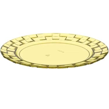 Imagem de Kit 48 Pratos para Restaurantes Eventos 19cm Plástico Amarelos Servir Lanches Aperitivos