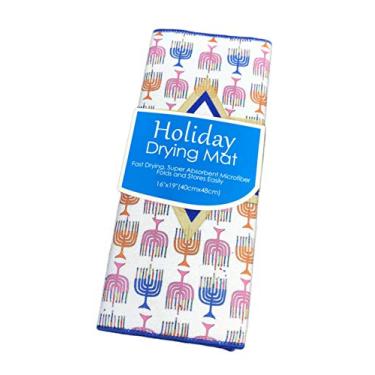 Imagem de Tapete de secagem Happy Hanukkah colorido Menorahs & Star Holiday Chanukah 40,64 cm x 48,26 cm