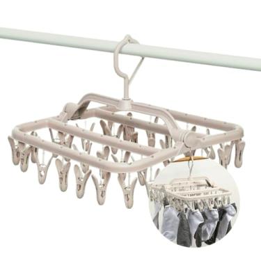 Imagem de Varal Dobrável com 32 Prendedores - Para Roupas Íntimas - Varal Pequeno Suspenso para Lavanderia e Apartamento - Shop100 (Branco)