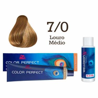 Imagem de Coloração Color Perfect 7/0 Louro Médio Emulsão Oxi 30 Welloxon  Wella