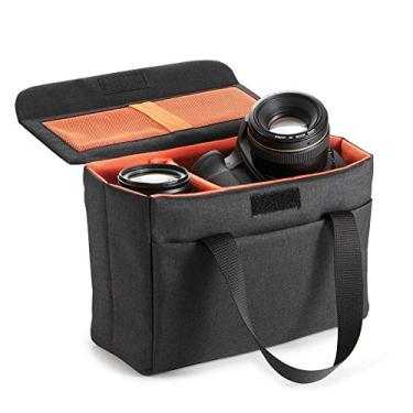 Imagem de Bolsa interna com inserção de câmera BAIGIO de alta capacidade à prova de choque e à prova d'água DSLR SLR câmera pequena bolsa interna dobrável bolsa protetora interna organizador de câmera com alça para Sony, Canon, Nikon, Preto, Medium