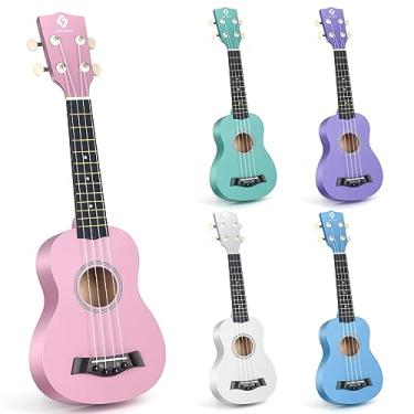 Imagem de Ukulele Soprano para iniciantes, Ukulele havaiano 53 cm Basswood, 4 cordas Ukulele de guitarra para crianças e estudantes adultos, rosa