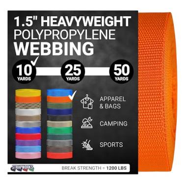 Imagem de Strapworks Correias de polipropileno pesado – Correia de poliéster resistente para reparo de equipamentos de bricolagem ao ar livre, 3,8 cm x 9 m, laranja