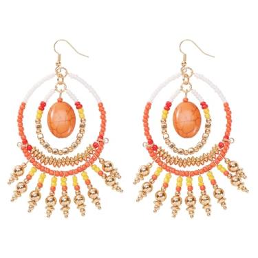 Imagem de BOCAR Brincos de argola multicoloridos feitos à mão com pingente de sementes para mulheres, brincos de borla, bijuterias, presentes (BER-1228), standard, Acrílico, Sem pedra preciosa