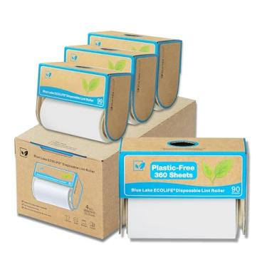 Imagem de Removedor de fiapos sem plástico Blue Lake ECOLIFE – Pacote com 4 (360 folhas) | Rolo de fiapos extra pegajoso e ecológico | Ideal para roupas, móveis e carpetes (pacote com 4 - 360 folhas)