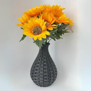 Imagem de Vaso decorativo + Arranjo Flor Girassol Planta Artificial (PRETO)