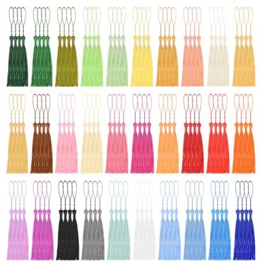Imagem de NACHLYNN 120 peças de borlas de marcador, volume 13 cm/5 polegadas, 30 cores, sedosa, artesanal, macio, mini borlas para joias, chaveiros com laços para decoração de vestidos, acessório de artesanato