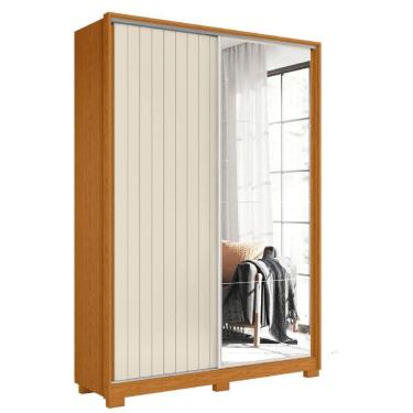 Imagem de Guarda Roupas Solteiro C-espelho 2 Portas De Correr 3 Gavetas Hera Madeirado-off White Albatroz Madeir-off