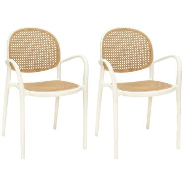 Imagem de Kit 2 Cadeiras De Jantar Roma Com Braço Para Sala E Cozinha - Bege