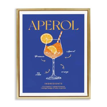 Imagem de Stupell Industries Aperol Cocktail Recipe Gold Framed Floater Canvas Wall Art Design por Lettered and Fored, 25 x 31