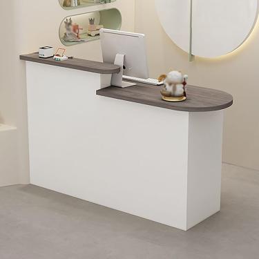 Imagem de Modern Reception Desk Counter Table, Tabela de recepção de balcão de checkout com gavetas trancáveis, balcão de varejo com gabinete de armazenamento, para lobby salão de beleza Office, B-2.9