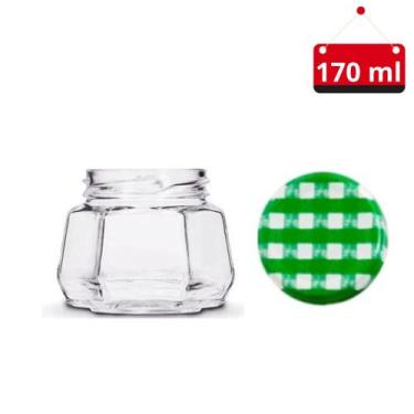 Imagem de 05 Un. Pote de vidro sextavado 170 ml com tampa e lacre - Nadir Figuei