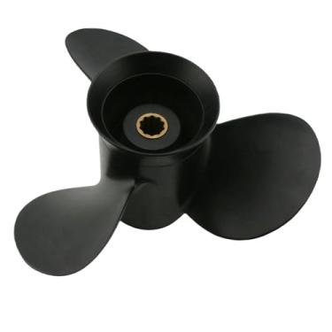 Imagem de Hélice externa de barco 9,9 x 12 para motores Tohatsu Nissan Mercury 25 28 30 HP, substituição de passo 9,9 x 12 9 1/4x12,5 hélice de barco de alumínio, ranhura de 10 dentes, OEM # 3R0B64525-1 48