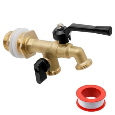 Imagem de UTALIND Kit de torneira de barril de chuva Torneira de tanque de água de latão com encaixe de anteparo para coleção de jardim ao ar livre Tambor de barril coletor de downspout (saída de 3/10.2 cm)