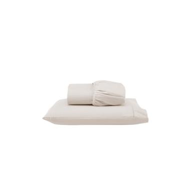 Imagem de Jogo de Lençol com Elástico para Cama de Solteiro, 2 Peças, Micropercal 300 Fios, Fronhas com Ponto Palito, Palha
