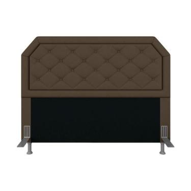 Imagem de Cabeceira Para Cama Queen Florença Suede Marro/pret - Móveis Arapongas