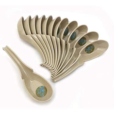 Imagem de JapanBargain Conjunto De 12 Colheres Sopa Chinesas, Asiáticas, Coreanas, Japonesas, Wonton, Soba, Arroz, Pho, Ramen, Colher Macarrão, Entalhe E Gancho, Estilo Concha (Verde)