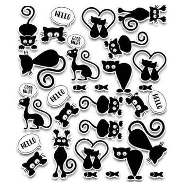 Imagem de Cartela C/40 Adesivos Gatinhos - Lojinha Da Luc