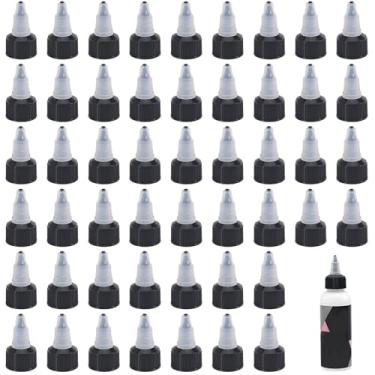 Imagem de beinkmake 50 peças de tampas de garrafa de apertar 20/410 tampas de garrafa torcidas de substituição tampas de tampa preta para garrafas de tinta de cola extrudada