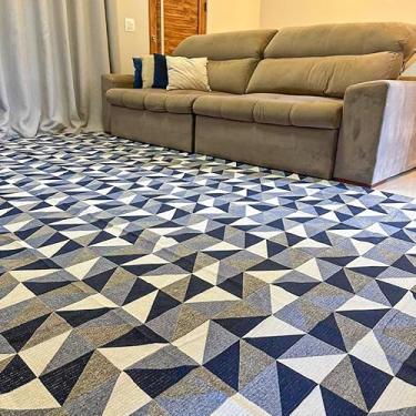 Imagem de Tapete Jacquard 2,00 m x 3,00 m Antiderrapante Geométrico Sala Escritório Quarto(Marinho-3,00 x 2,00)