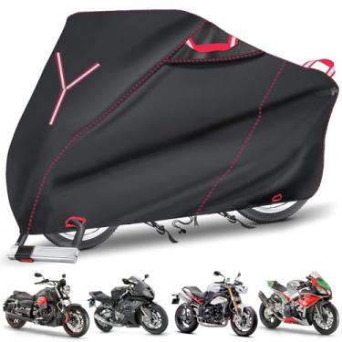 Imagem de Capa de motocicleta resistente, capa para ciclomotor de armazenamento externo 800D, capa de scooter universal à prova d'água para todos os climas com 3 alças refletivas, 2 pares de furos de trava e 3