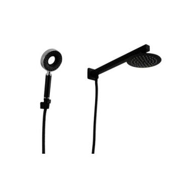 Imagem de Ducha Black Inox Redonda com Ducha Manual 3 Jatos em ABS - AMG Metais