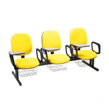 Imagem de Cadeira Em Longarina Para Escolas Linha Uno Amarelo - DESIGN OFFICE MÓ