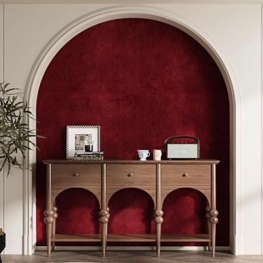 Imagem de Papel de parede texturizado de veludo vermelho descasque e cole papel de parede de tecido bordô para paredes quarto gótico macio pano de grama papel de contato removível prateleira de tecido Alcantara