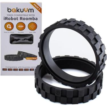 Imagem de Pneus BAKUUM para IROBOT ROOMBA Wheels Series 500, 600, 700, 800, 900 e5 e6 i7 antiderrapante, ótima aderência e fácil montagem. Inclui lâmina para facilitar a remoção do pneu antigo. (Preto)