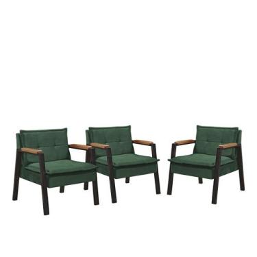 Imagem de Conjunto 03 Poltronas Estilo Industrial Braço de Ferro Fortaleza - Gon