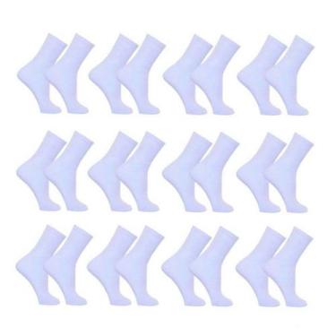 Imagem de Kit 12 Pares de Meias Masculina Sport Cano Médio - Polo Basic, Branco,