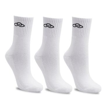 Imagem de Meia Olympikus Cano Médio pacote c/ 3 pares Feminino, Branco, 33-38