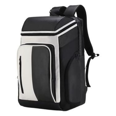 Imagem de SM SunniMix Mochila de tênis com compartimento para sapatos, resistente à água, bolsa para raquete de badminton para mulheres e homens, mochila de pickleball para, Preto Branco